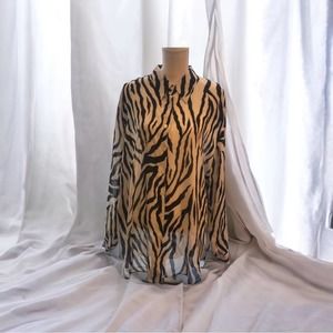 Diane Von Furstenberg | 2X | vintage sheer zebra print 100% polyester button up
